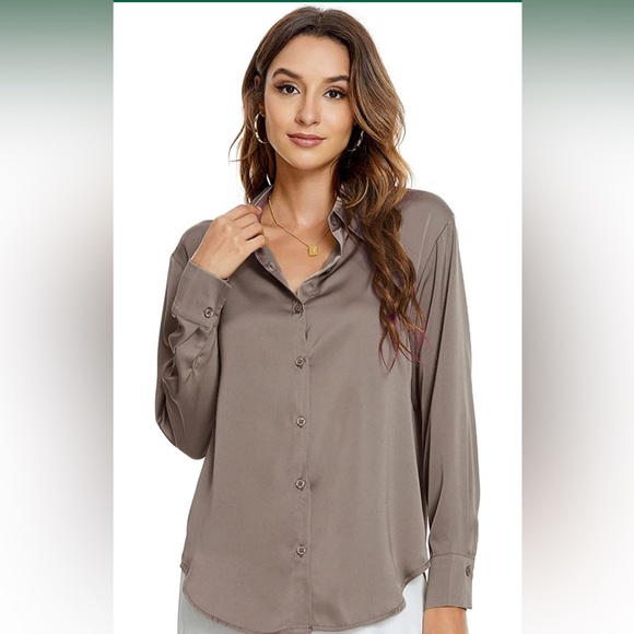 Amazon Tops - NWT Amazon Satin Button Down Shirt